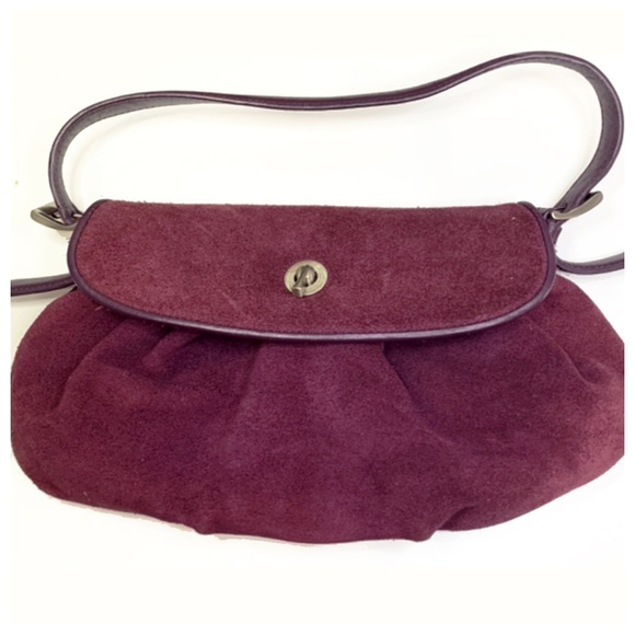 Ann Taylor burgundy suede purse/handbag - Picture 2 of 3